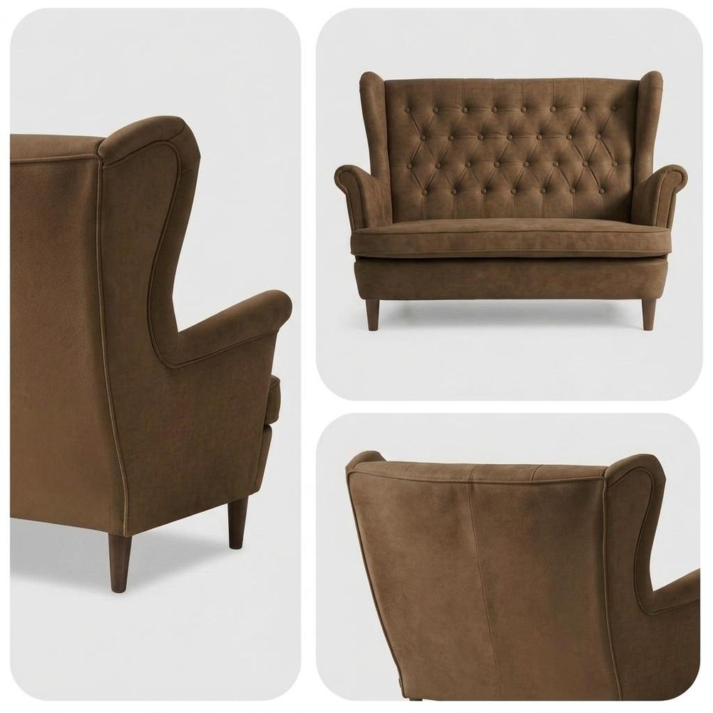 Zweisitzer-Sofa DIANA Royal – Gesteppte Rückenlehne, Velours in Braun, Family Meble