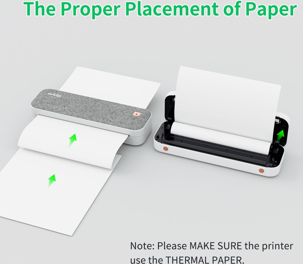 PeriPage A4 Papierdrucker Thermodrucker Bluetooth Drahtloser Mobiler mit 1 Rolle Thermopapier, 210 mm Mini Mobiler Fotodrucker USB BT Anschluss Unterstützung 2''/3''/4'' Papierbreite Druck PDF Datei Webseite Vertrag Bild Kompatibel mit Android iOS