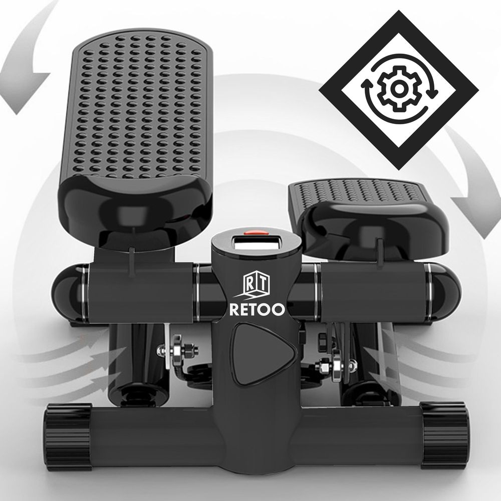 Fitness Stepper höhenverstellbar für Zuhause mit LCD-Bildschirm, Anti-Rutsch und Power Ropes, Mini-Stepper Tragfähigkeit 100 kg Retoo
