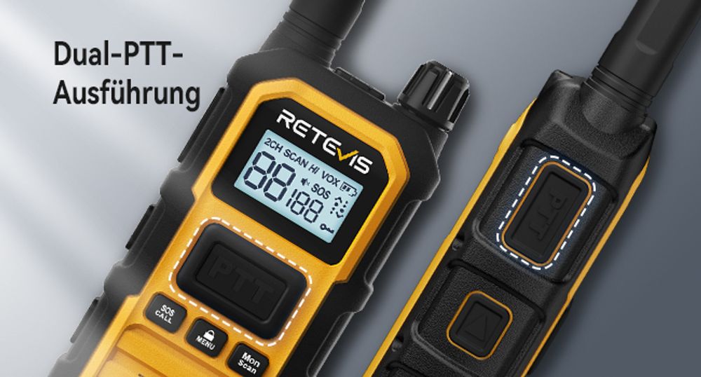 Retevis RB648 Plus Funkgeräte, Wasserdlich IP67, Walkie Talkies, Großer Reichweite, Robustes, Langlebiges, Gruppenruf, 2000mAh, Typ C, für Baustellen