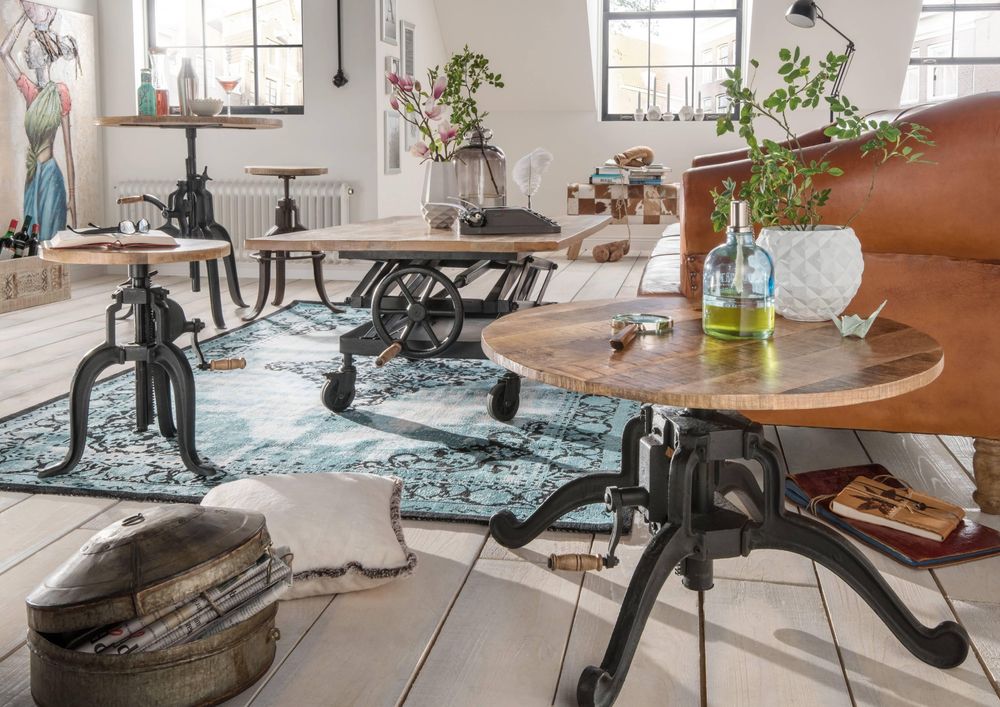 IRON Drehhocker – Drehhocker mit höhenverstellbarer Massivholz-Sitzfläche