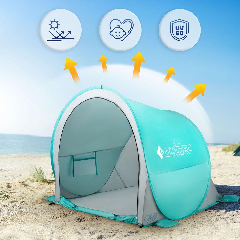 Schutz vor Sonne, Wind und UV50: Strandzelt in Türkis für Baby und Familie