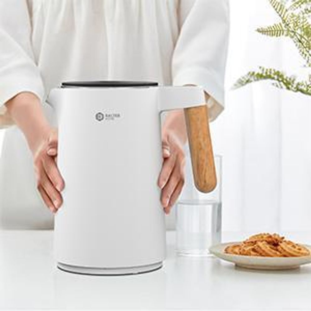 Balter Wasserkocher Edelstahl mit Temperatureinstellung 1,5L, 2200W, BPA-frei, LED-Display, Temperaturwahl 45°C-100°C, Abschaltautomatik, Weiß, Leise