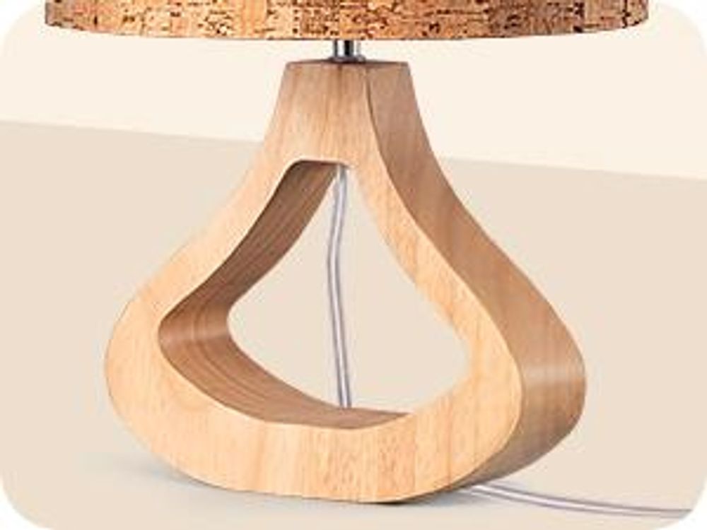 EDISHINE Nachttischlampe Holz, Tischleuchte in Rindenoptik, inkl. LED-Birne, 34 cm