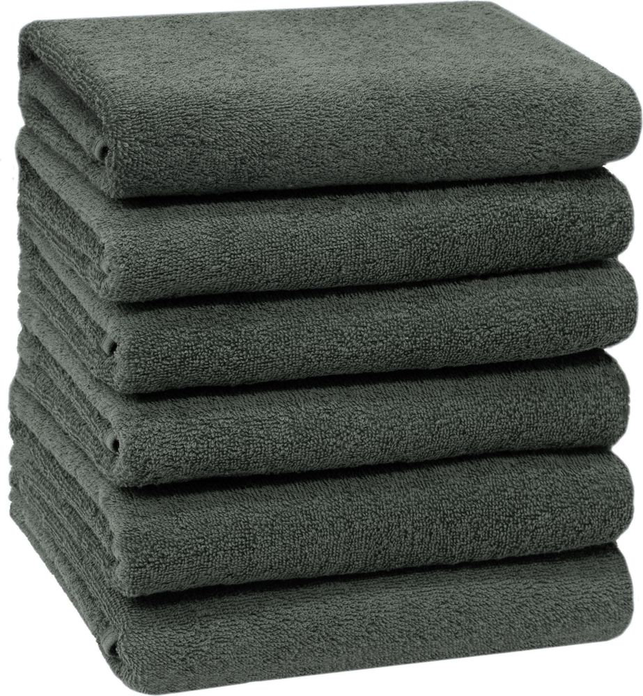 6er Set Handtücher, 50x100 cm, 100% Baumwolle, dunkelgrau (anthrazit)