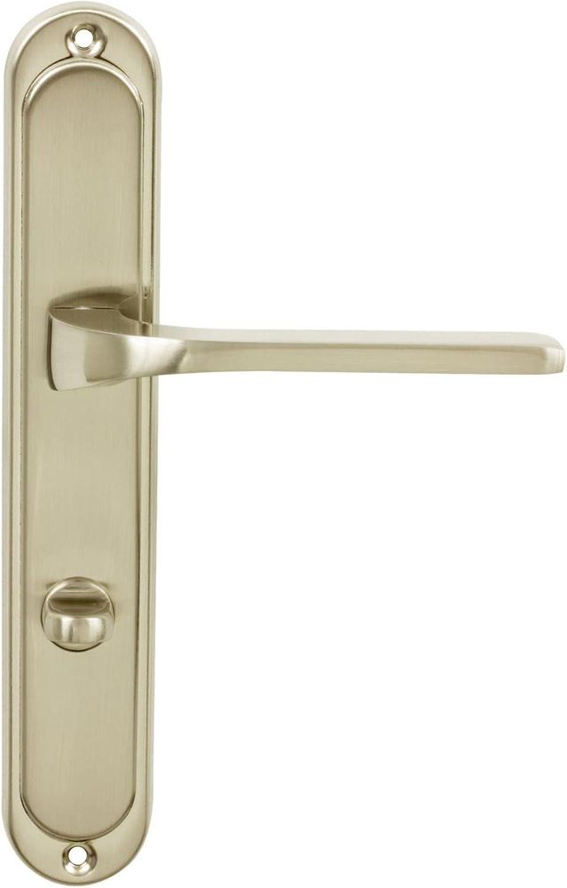 DOMINO Türgriff 78 Drückergarnitur WC - Badezimmer Set | Links & Rechts Türbeschlag für WC/Badezimmertüren | L-Form | aus Aluminium |Nickel| TIPO M9 |