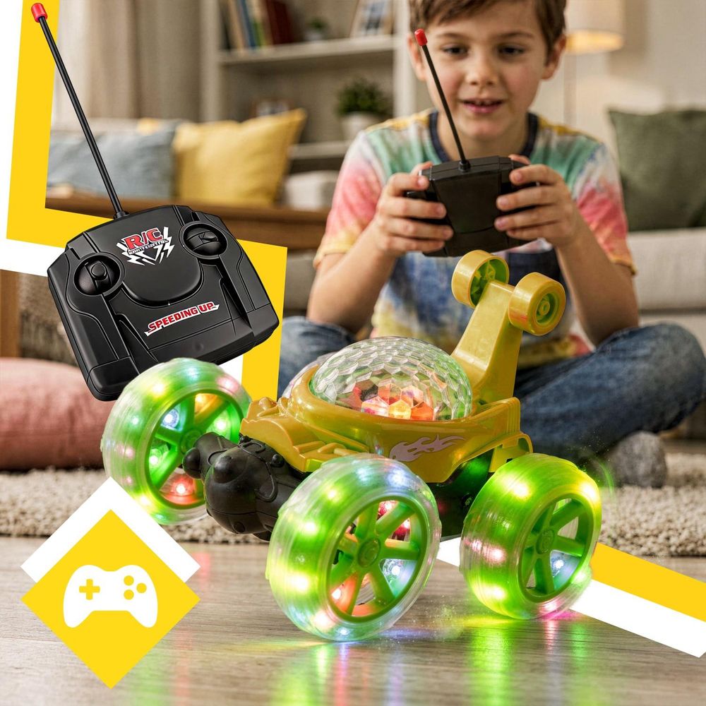 Ferngesteuertes Auto mit LED Beleuchtung RC Auto Car mit 360° Rotation 27MHZ Gro für Jungen und Mädchen Spielzeugauto Gesteuert Fernbedienung Retoo