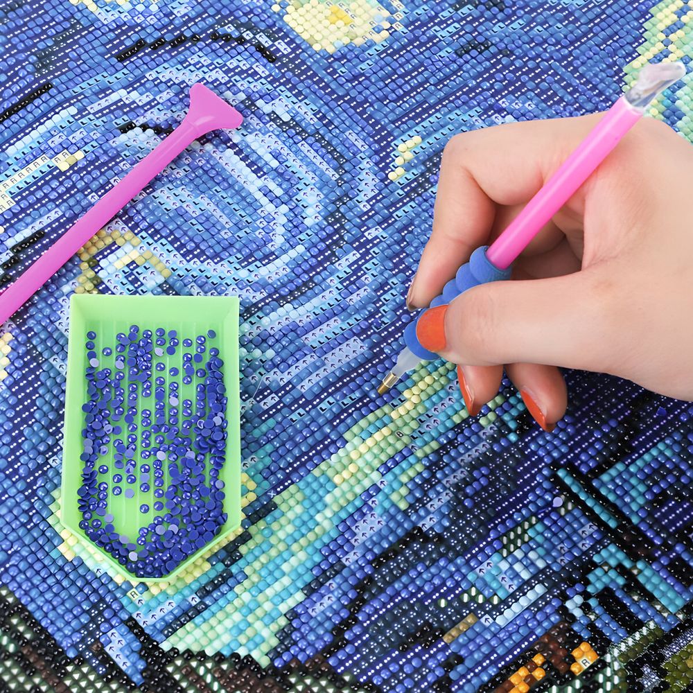 5D Diamond Painting Zubehör Set 90er Werkzeug Aufbewahrungs Bilder Aufkleber Haken Saugnäpfe Tablett Wachs Stift zum Anordnen Diamanten Kinder Retoo
