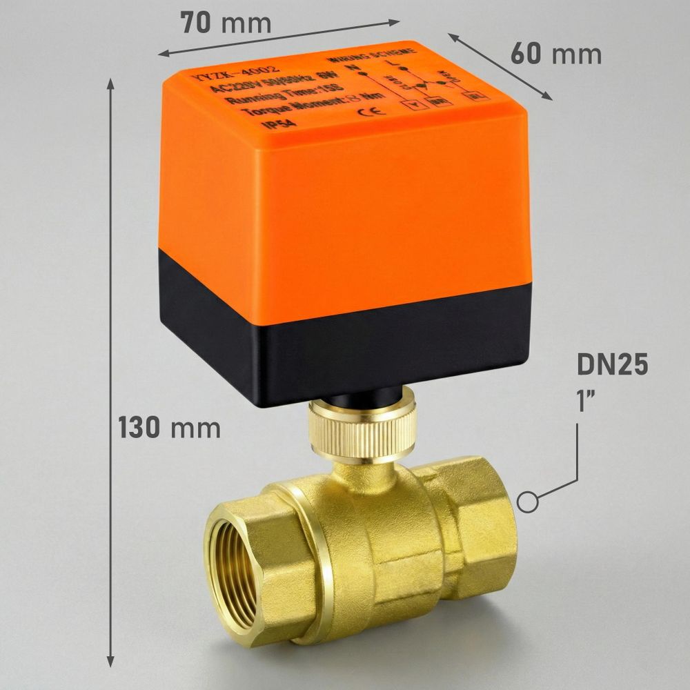 Elektrozawór Sterownik Przepływu Wody Kulowy Automatyka DN25 1" 230V 20W