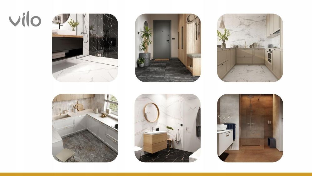 VILO SPC Vinylboden - 100% Wasserfest - Klick-System - Für Fußbodenheizung - 60x60cm - 4 Stück (1,44m²) - Calacatta snow