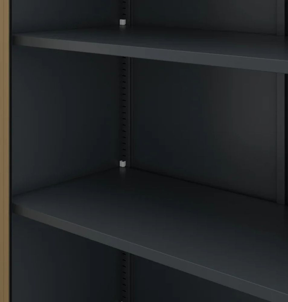 Büroschrank Aktenschrank Metallschrank Lagerschrank 4 Fachböden Flügeltür Pulverbeschichtung Stahlblech 185 cm x 45 cm x 40 cm (anthrazit-holzoptik)