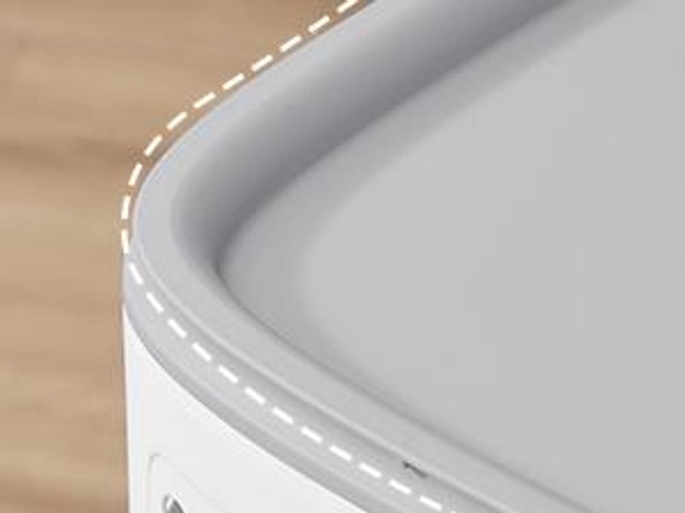 SONGMICS Wäschekorb Plastik, 75 L Wäschesammler, Wäschebox mit Deckel, schmale Wäschetonne für Bad, Waschküche, weiß-grau