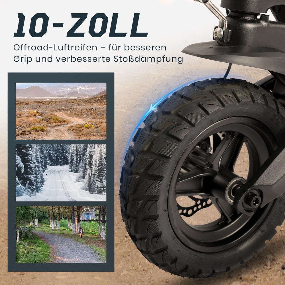 Draixcor T8 E-Scooter mit ABE, 10 Zoll Luftreifen, 48V 15Ah, 500W Antrieb, bis 80 km, Blinker, faltbar