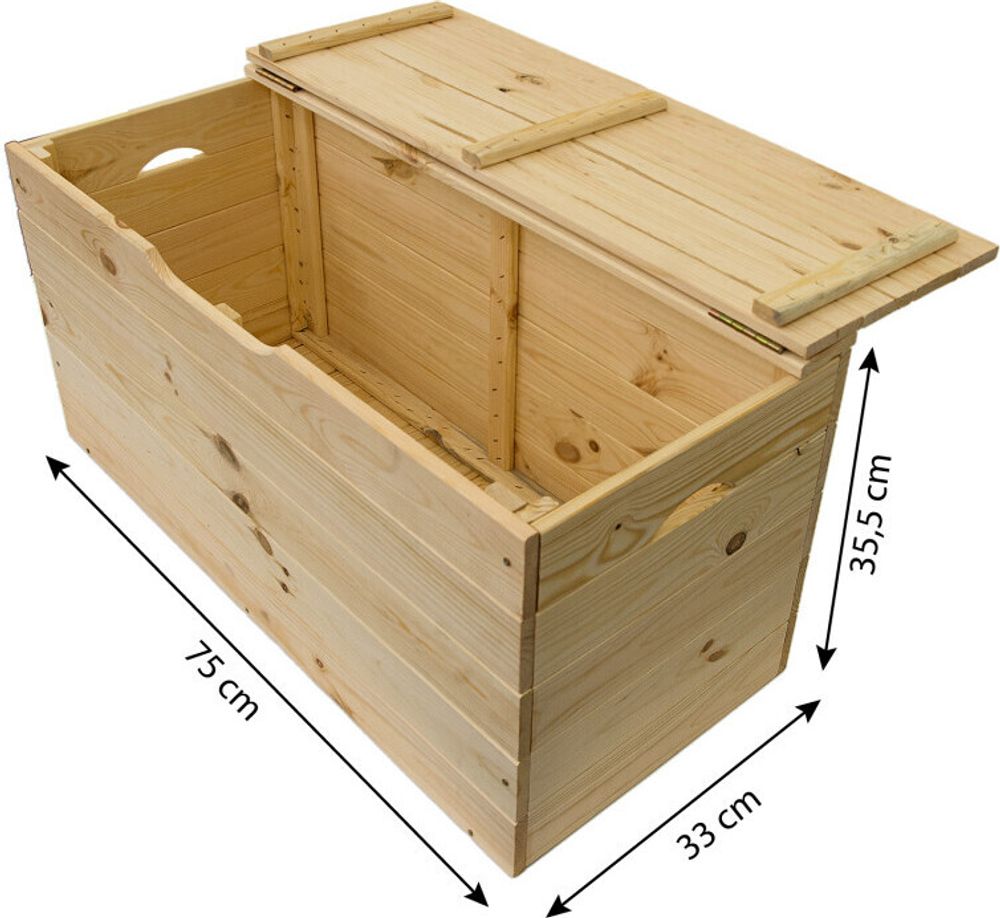 4iQ Kleine PINEBOX Kiste aus Holz 75x33x35 cm 88L