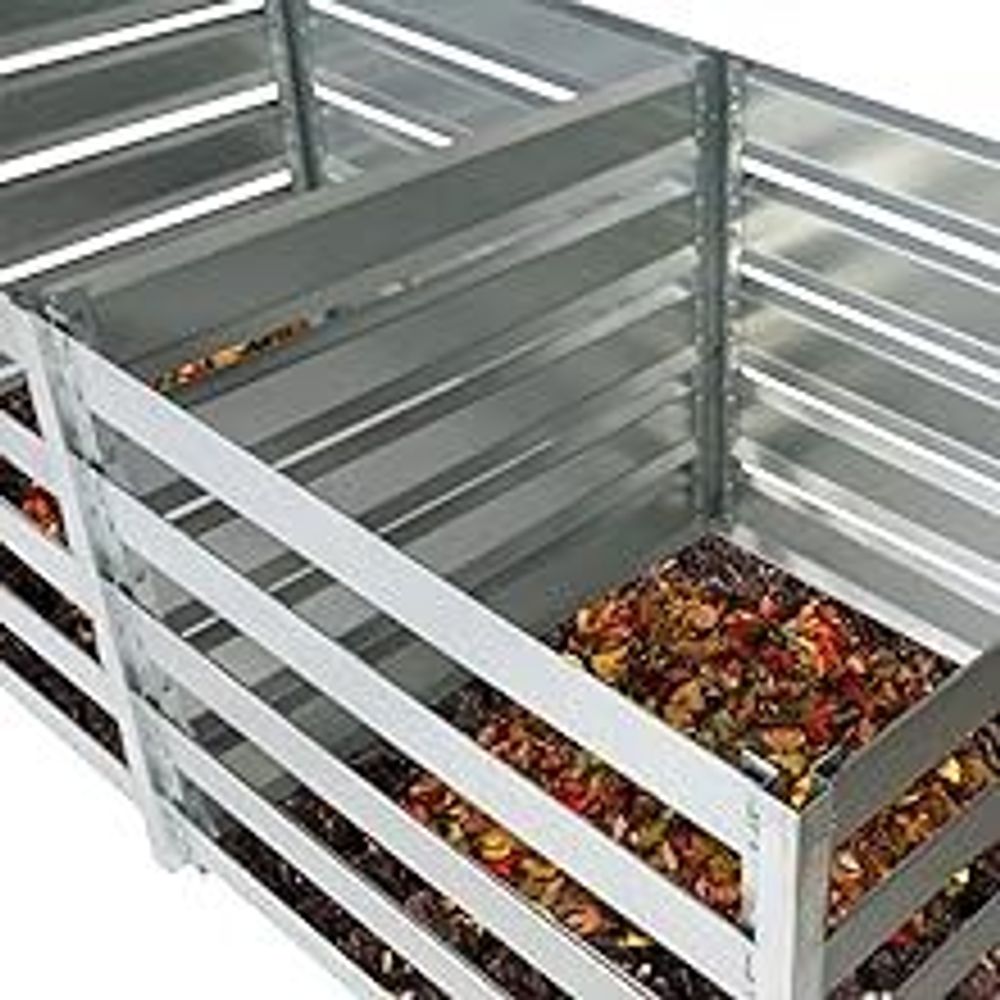 Komposter Garten Metall 704L – TIMBELA M800 Komposter 91 x 91 x H85 cm – Metallkomposter verzinkt, großer Kompostbehälter Garten, stabil, wetterfest