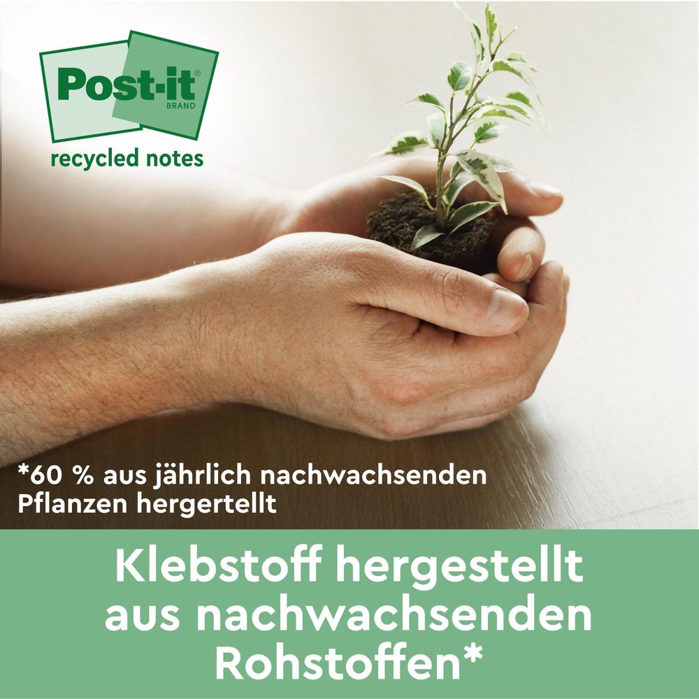 Post-it® Recycling Z-Notes Bunte 76x76mm Haftzettel 16 Blöcke 100 Blatt