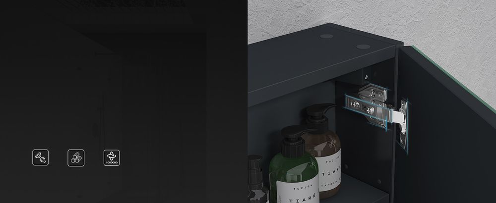 doporro Spiegelschrank Wandschrank in matt Anthrazit 120x70 cm Hängeschrank Aufbewahrungsschrank mit LED Spiegelbeleuchtung 40*2 (Sandschwarz)