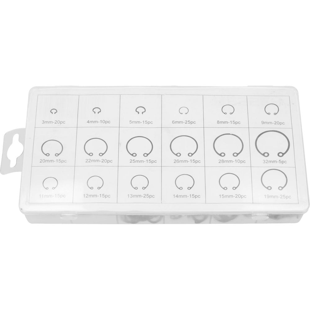 LUXTOM | Innen-Seegerring, 3-32 mm, 300tlg, Sprengring Set, Seegering Sortiment Sicherungsring für E-Clip, Seegerinnenringe Set