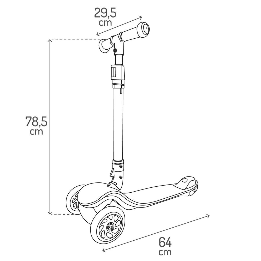 MoMi SAN 2-in-1 3-Rad-Kinderroller – höhenverstellbarer Lenker 60/66/72 cm, klappbar, LED-Räder, ABEC-7, Trittbremse, 2,7 kg