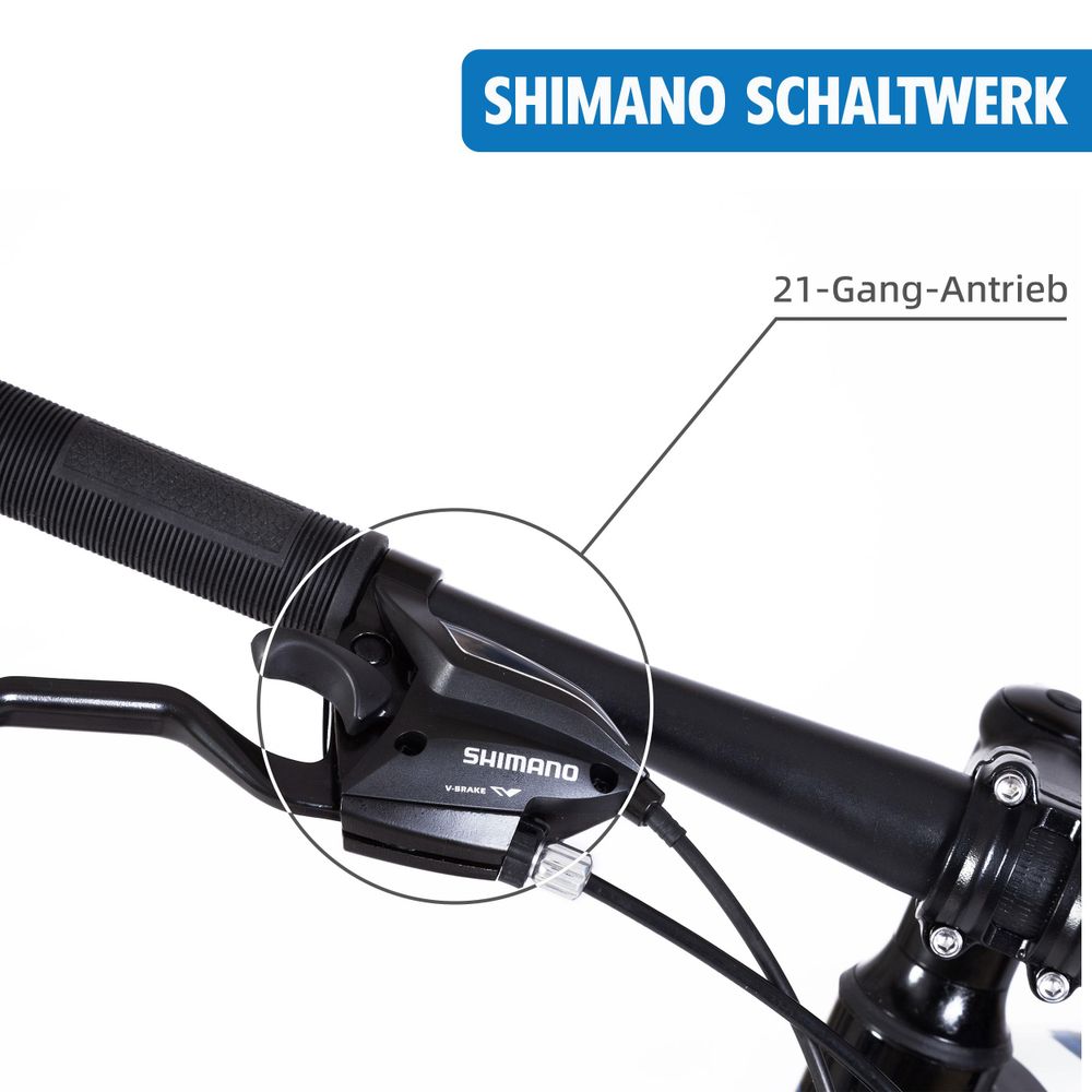 Lauxjack AX3.0 Mountainbike 26 Zoll, MTB Fahrrad Shimano 21-Gang, Scheibenbremsen, Federgabel, Stahlrahmen, 43 cm Rahmen, WANDA-Reifen, Damen Herren