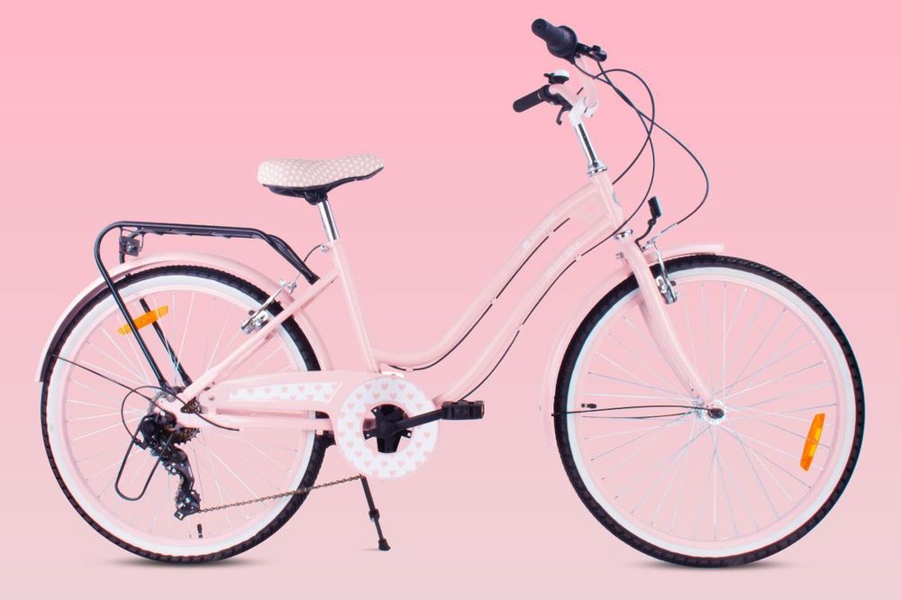 Bicicletta da ragazza 24 pollici per la Santa Comunione con SHIMANO 7 velocità Heart Bike rosa