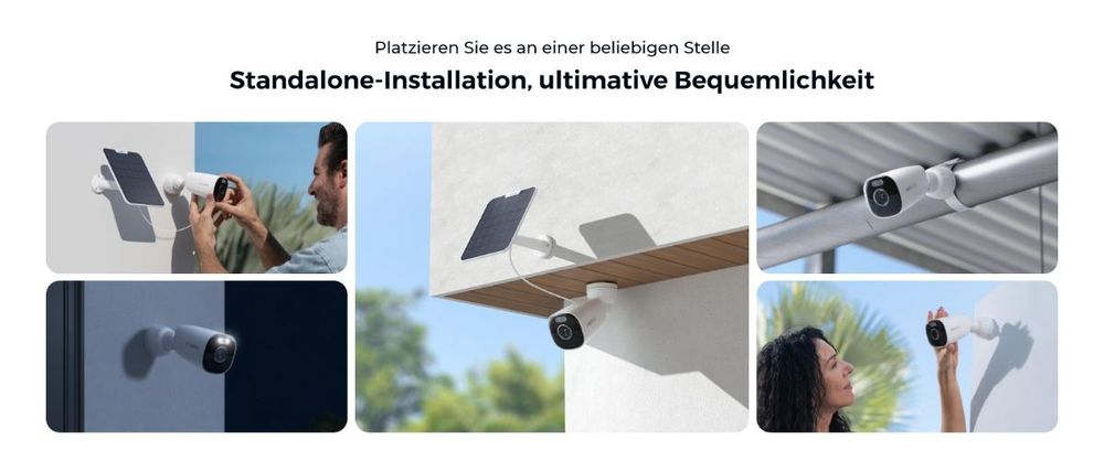 Reolink Argus Eco Ultra+Solarpanel, 4K 8MP Akku WLAN Überwachungskamera Außen, 2,4&5GHz WiFi, Farbnachtsicht, Person/Auto/Tiererkennung