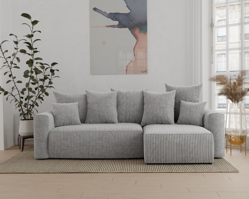 Ecksofa mit Schlaffunktion, ANTONIO DENVER - 238x142x73cm, Ottomane rechts/links, L-Form, Schlaffunktion & Bettkästen - Grün