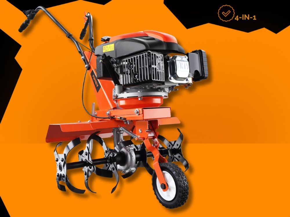 FUXTEC Ackerfräse FX-AF1139-SET - 36-66cm Breite | 4-Takt | 139ccm | 33,6kg | 1,2L | 2,2kw | Easy-Starter