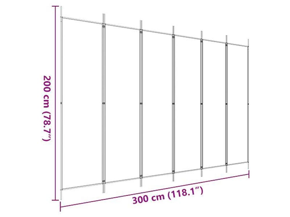 vidaXL 6-tlg. Paravent Weiß 300x200 cm Stoff