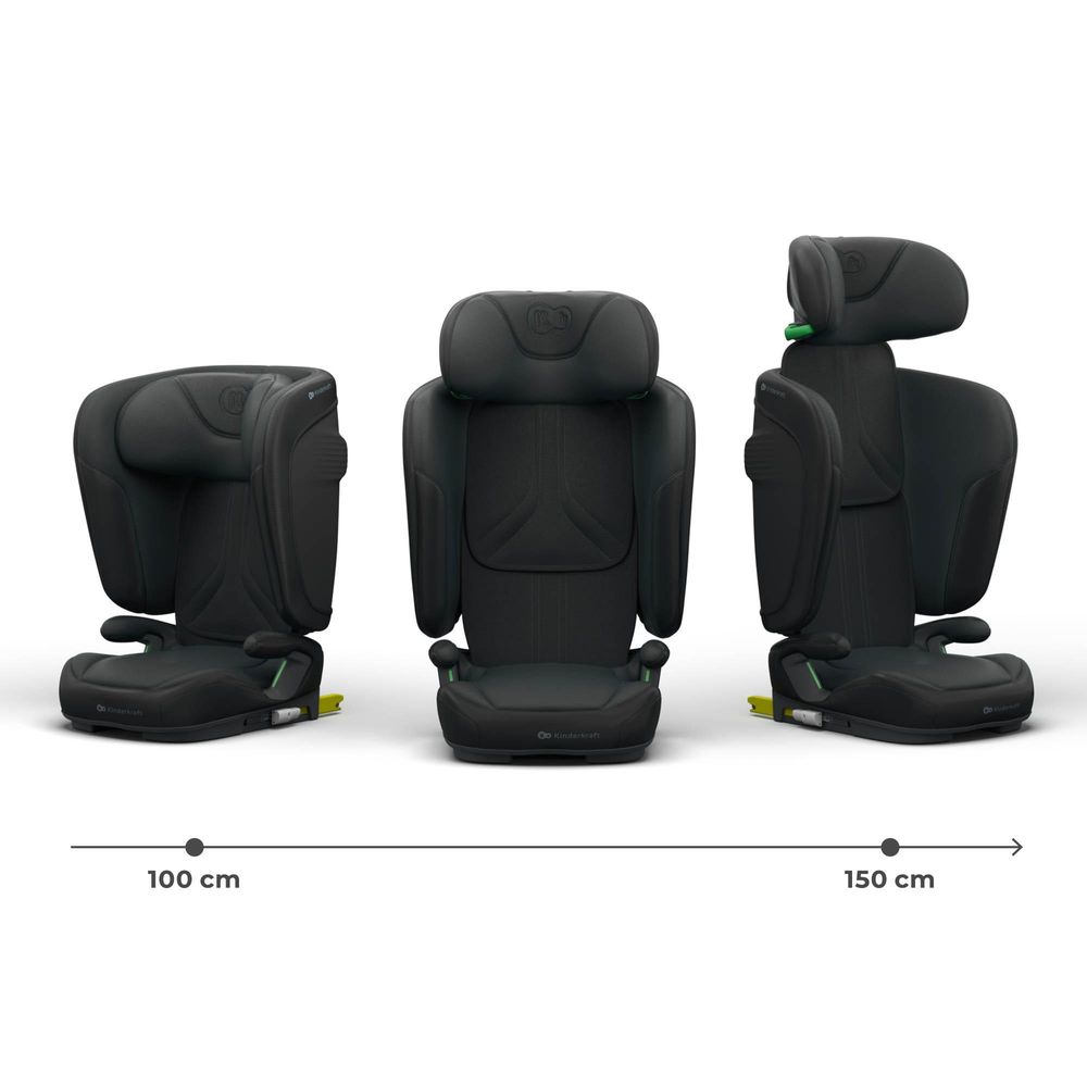 Kinderkraft UNITY 2 Kindersitz 15–36 kg i-Size, höhenverstellbar, ISOFIX & Gurtbefestigung, Seitenaufprallschutz, Getränkehalter, schwarz