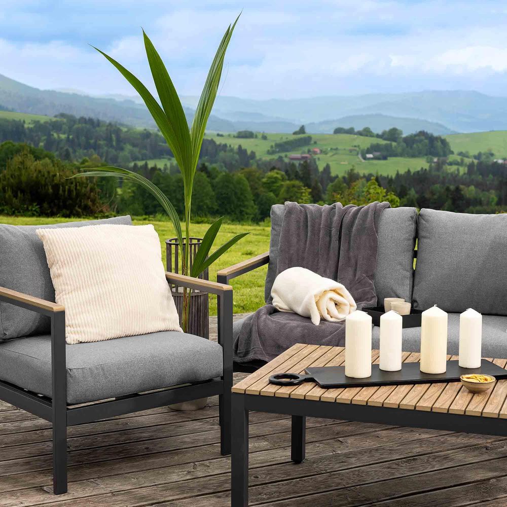 di volio Gartenmöbel-Set TIVOLI, Terrassenmöbel aus wasserfestem Materialien, Gartenmöbel für 5 Personen - Couchtisch & 3-Sitzer Sofa & 2 Sessel