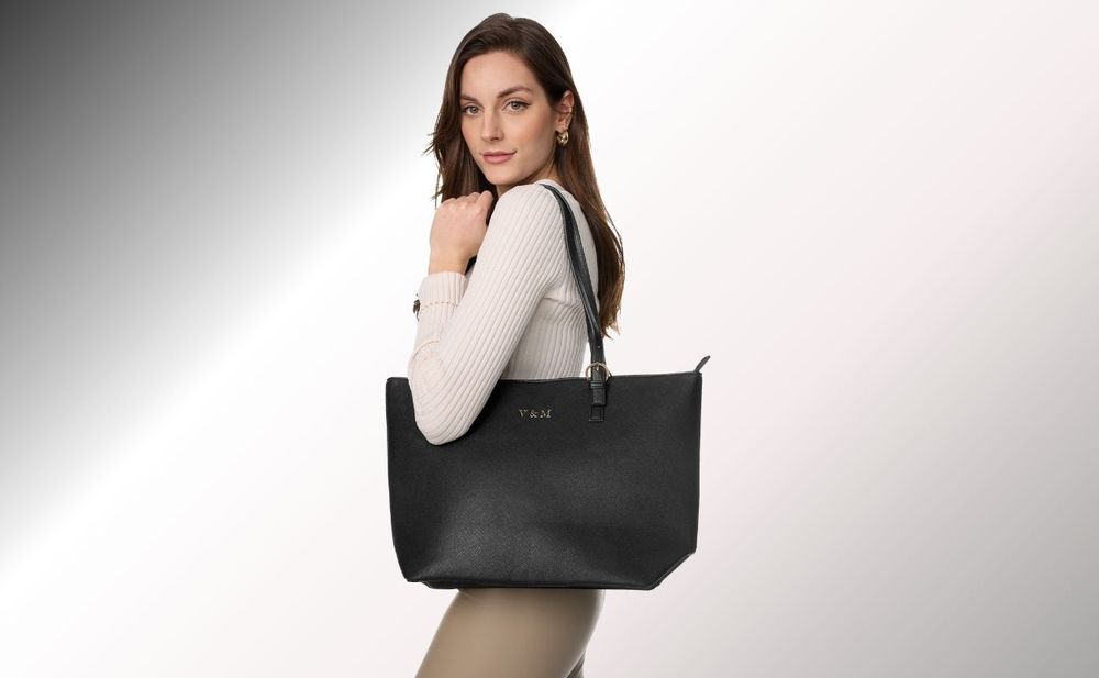 Vanessa & Melissa® Damen Shopper klassisch elegante Handtasche Henkeltasche, Schwarz