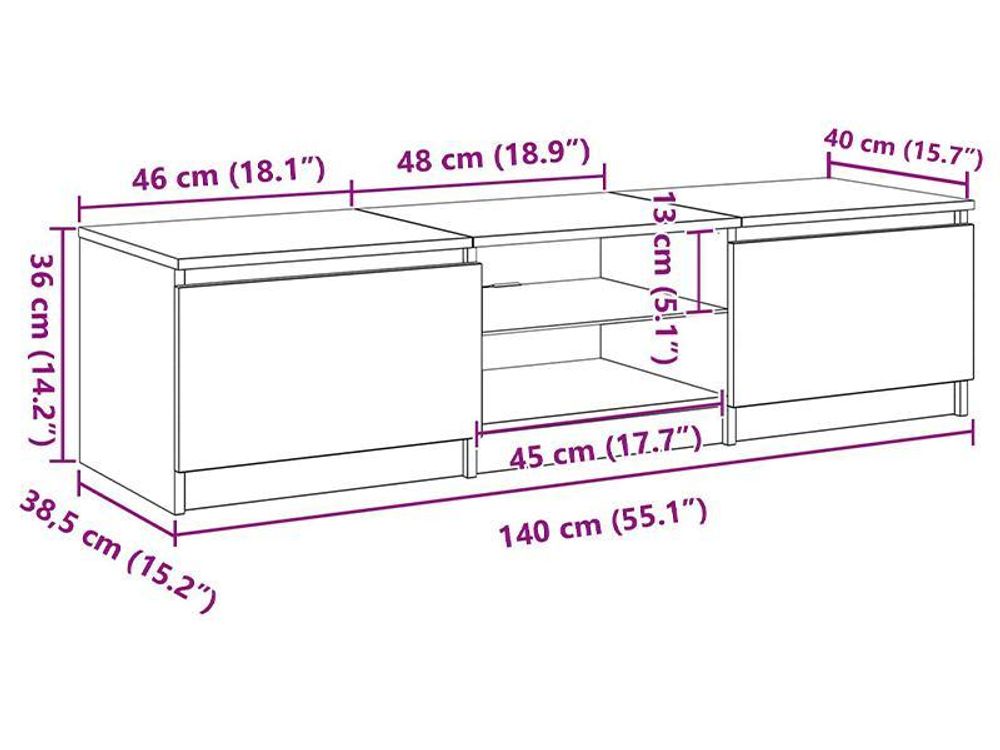 vidaXL TV-Schrank mit LED-Leuchten Weiß 140x40x36 cm