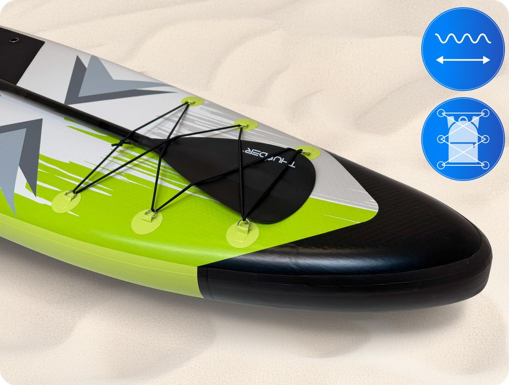 THUNDER® Stand Up Paddle Board | VELA | 320x75x15cm | Lime | Jusqu'à 150kg | Kit complet | Gonflable | Paddleboard | Accessoires SUP | Siège pour kayak |