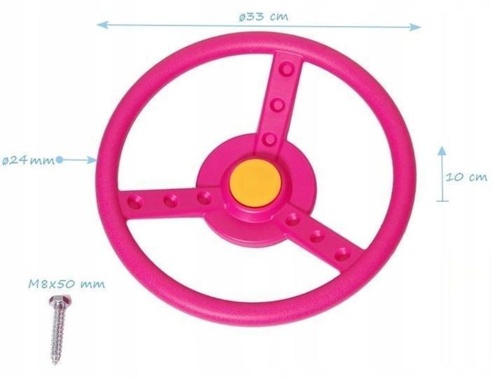 BelloGriardino | Kinderlenkrad - Rosa - Wetterfest - 360° Drehung - Ideal für Spielplatz und Garten