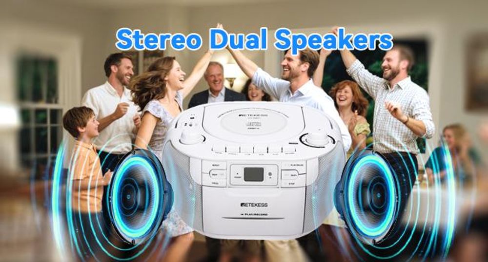 Retekess TR621 Přenosné CD rádio, kazetový přehrávač CD, stereo s AM FM rádiem, kazetový magnetofon, podpora USB/TF/sluchátek, s dálkovým ovládáním