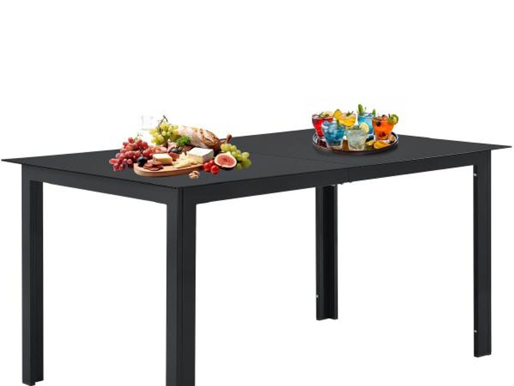 Juskys Aluminium Gartengarnitur Milano Gartenmöbel Set mit Tisch und 6 Stühlen Dunkel-Grau mit schwarzer Kunstfaser Alu Sitzgruppe Balkonmöbel