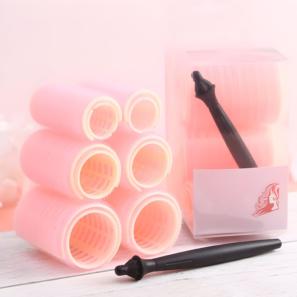 6 Stücke Lockenwickler locken Set Hitzefreie Jumbo Groß Kleine Lockenwickler Selbsthaftend Hair Rollers Klammern 25mm 33 mm 43 mm Retoo
