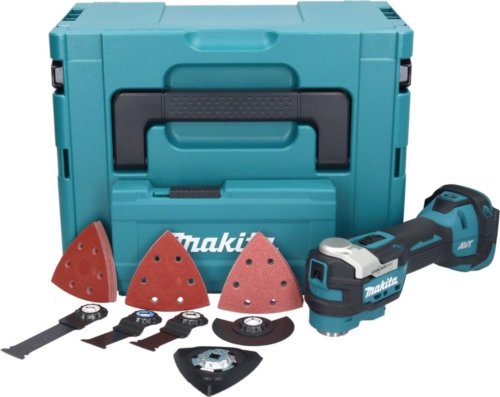 Makita DTM 52 ZJX4 Akku Multifunktionswerkzeug 18 V Starlock Max Brushless + 35 tlg. Zubehörset + Makpac - ohne Akku, ohne Ladegerät