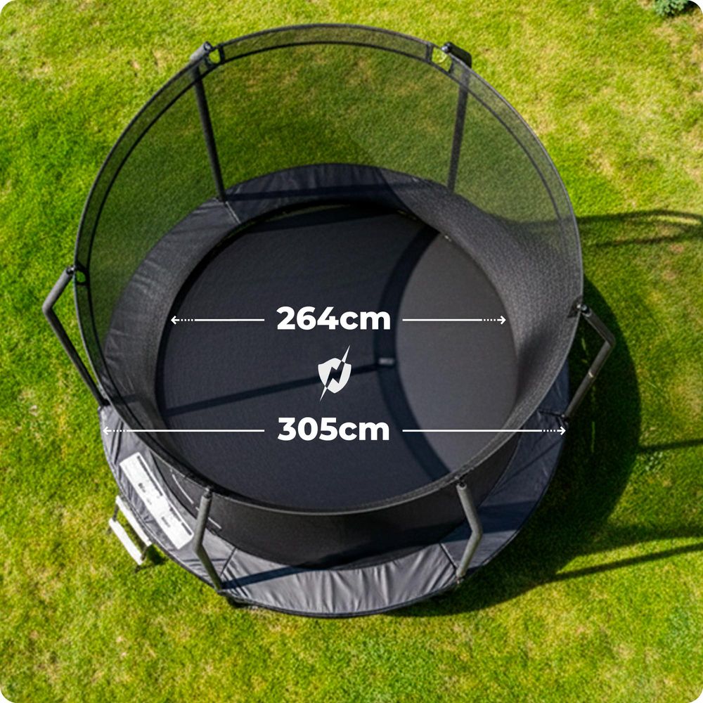 Thunder Gartentrampolin Elite 305cm 10 ft Innennetz 150 kg Schwarz