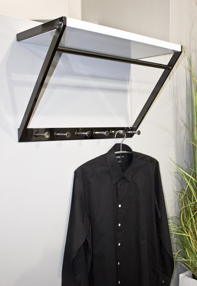 Preisbrecher Wandgarderobe „Fritz“ – Garderobenhaken mit Ablage und Kleiderstange
