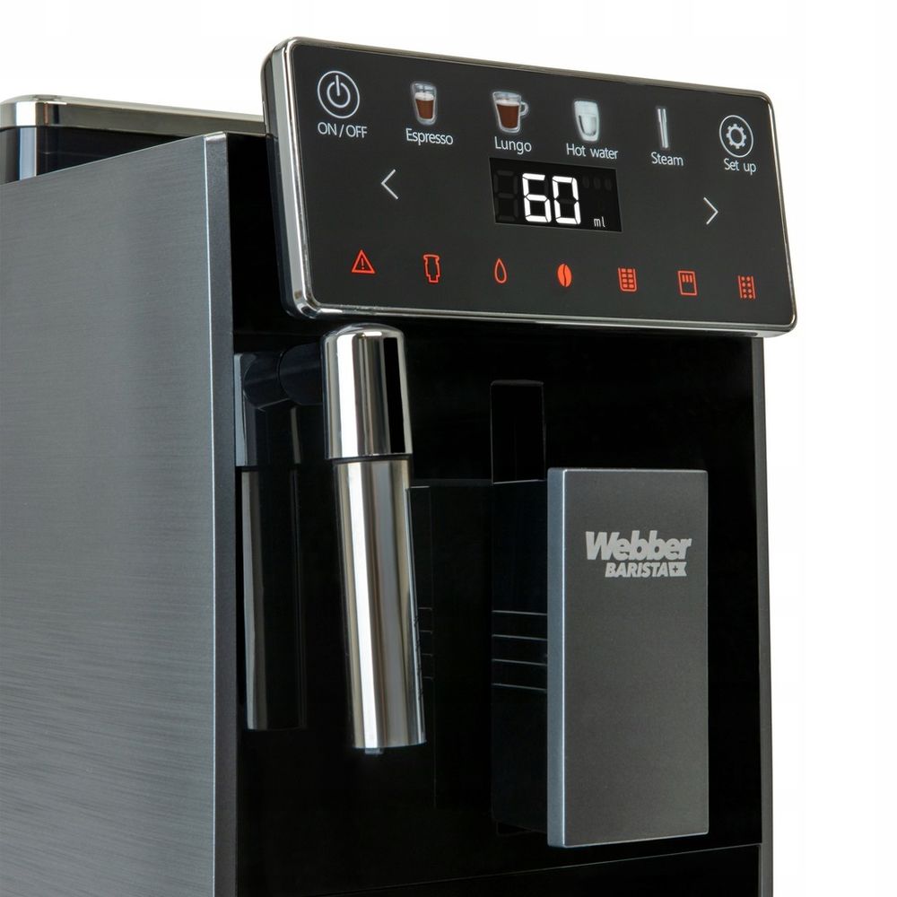 WEBBER A7 VENETO Kaffeevollautomat – 19 bar Druck, Espressomaschine mit Milchaufschäumer, automatische Bedienung