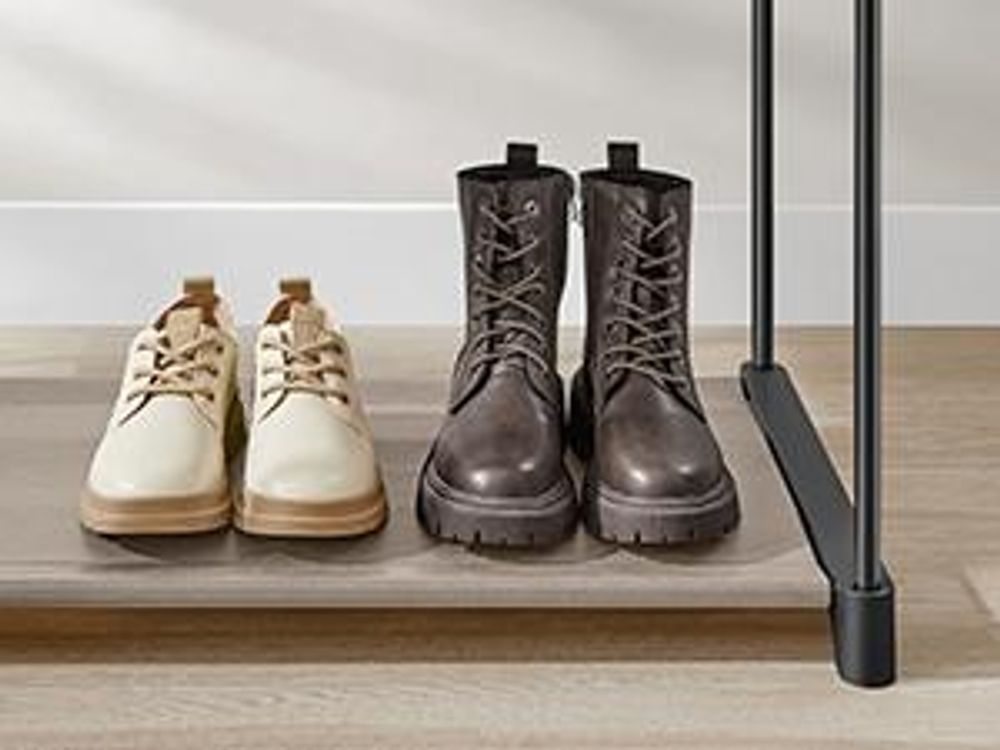 SONGMICS Kleiderschrank offen, Kleiderständer, Kleiderstange, Garderobe, 43 x 138 x 182 cm, 3 Hängefächer