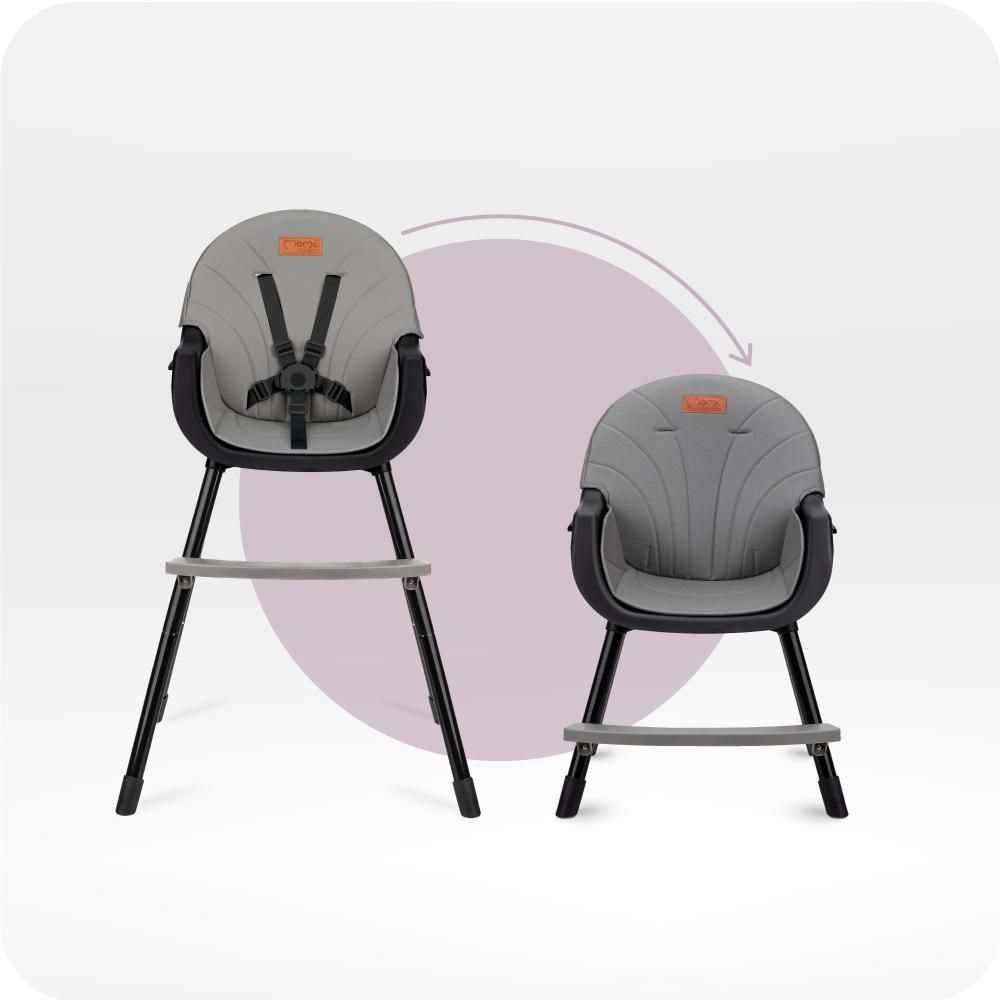 MoMi REKI – Evolutiver Baby Hochstuhl mit 2 Sitzpositionen & spülmaschinenfester Tablett, 6–36 Monate, bis 20 kg – Schwarz