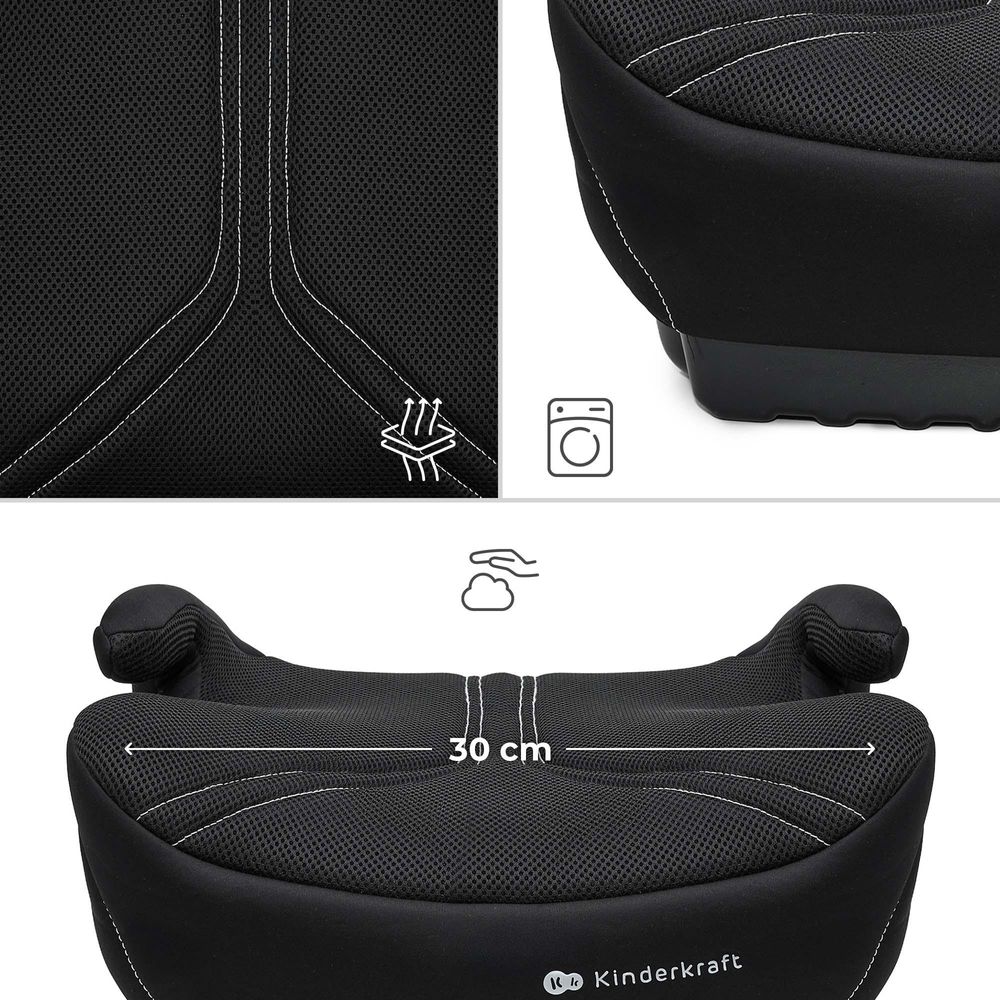 Kinderkraft I‑BOOST 2 PRO i‑Size Kindersitz 125‑150 cm, Autositz mit ISOFIX, Atmungsaktiv, Leicht & Sicher, Schwarz