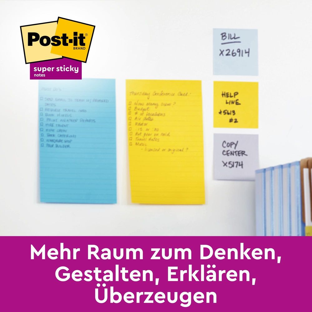 Post-it® Notes Gelb Großformat Liniert Haftnotizen 101x152mm 6 Blöcke 100 Blatt