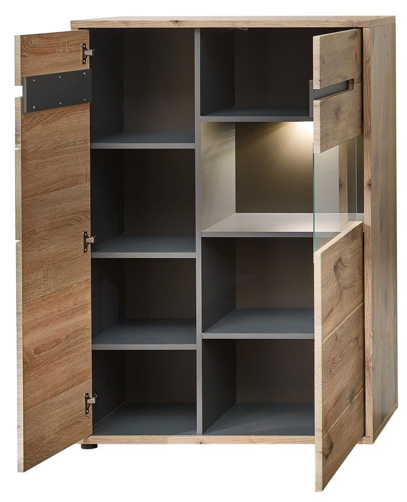 freiraum BELLANO Vitrine klein – Stauraumvitrine mit moderner LED‑Beleuchtung