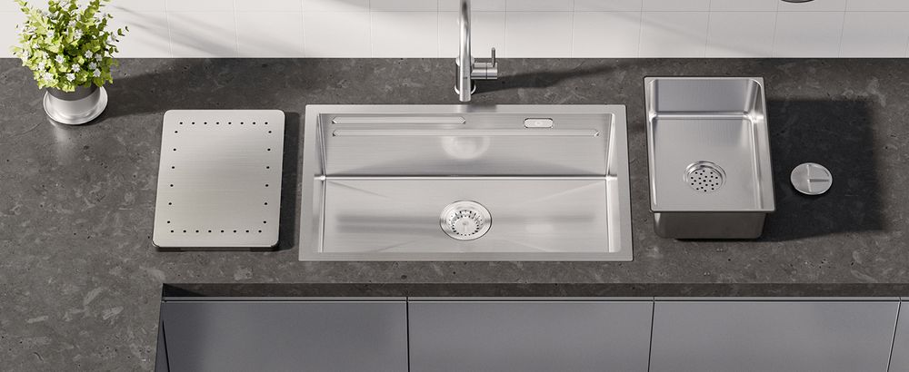 CECIPA Küchenspüle Edelstahlspüle mit 1 Becken mit Ablaufplatte Edelstahl Küchenspüle 70*44CM