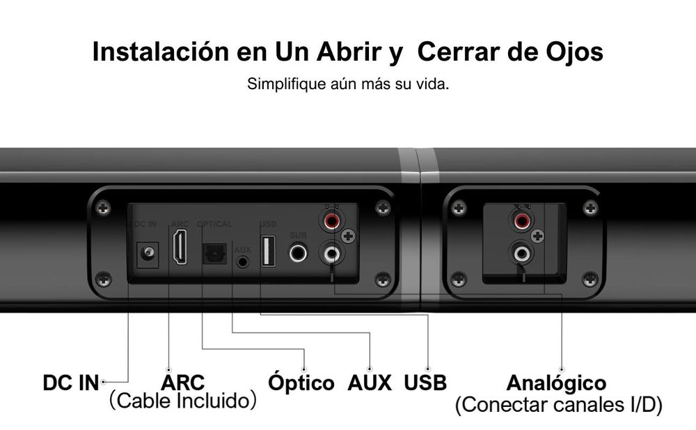 Barra de sonido ULTIMEA de 2.2 canales, diseño 2 en 1 con componentes desmontables, incorpora 2 altavoces de agudos y 2 altavoces de graves, Bluetooth 5.3, ARC, conexión óptica, AUX y USB