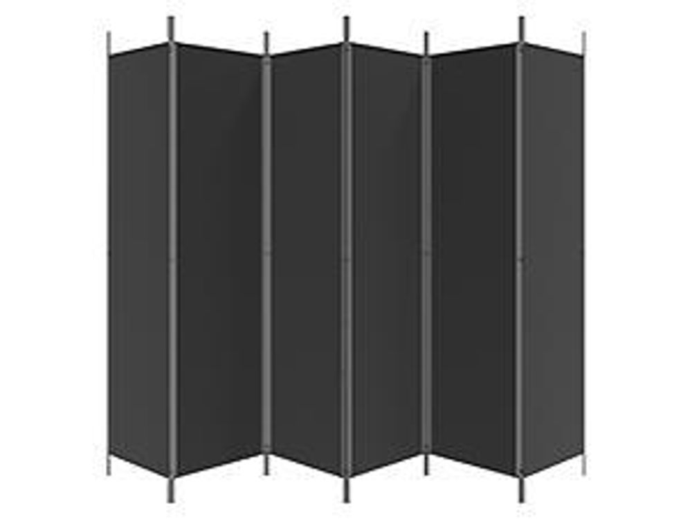 vidaXL 6-tlg. Paravent Schwarz 300x200 cm Stoff